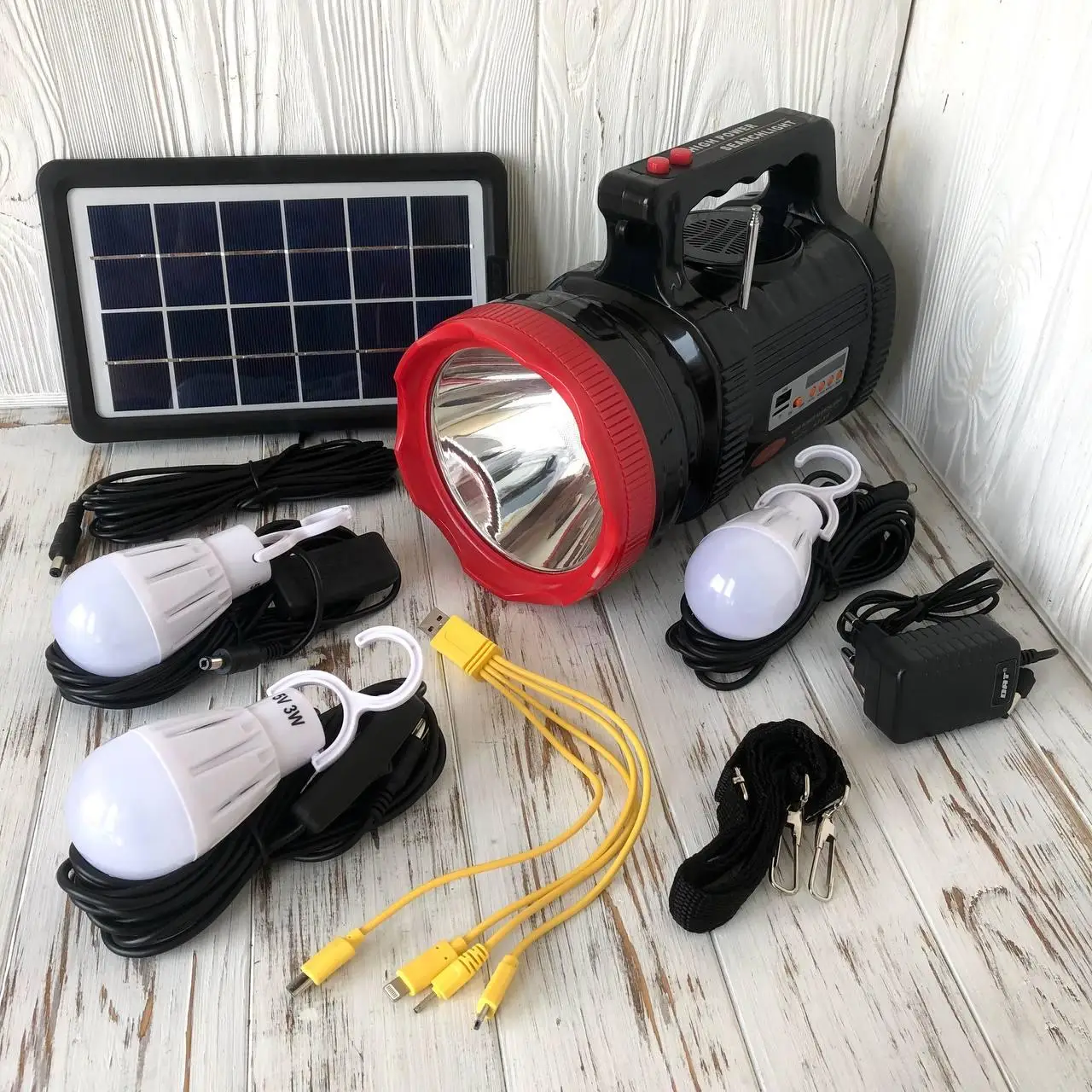 Ліхтар на сонячній батареї та зарядним пристроєм Gold Silver GS-580 15W 30 LED з радіо, MP3 та повербанком Ліхтар на сонячній батареї та зарядним пристроєм Gold Silver GS-580 15W 30 LED з радіо, MP3 та повербанком